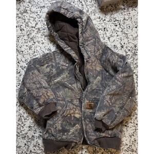Carhartt Realtree Hooded Camo Jacket Quilt Lining Canvas Youth Kids Size 7/8